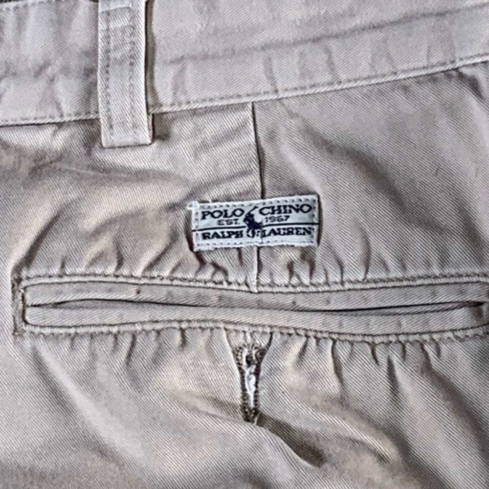 Polo Ralph Lauren Andrew Pant Mens 38x27 Pleated Chino Khaki Tan Cotton Trousers - Picture 9 of 11